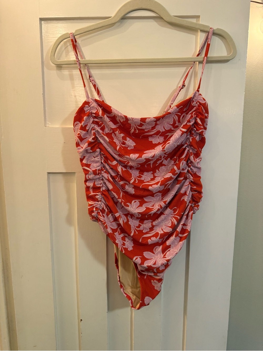 Red Floral Ruched RHYTH One-Piece Swimsuit - Picture 2 of 3
